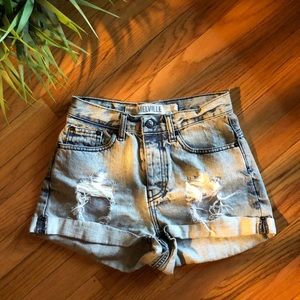 Distressed Brandy Melville high waisted light wash shorts
